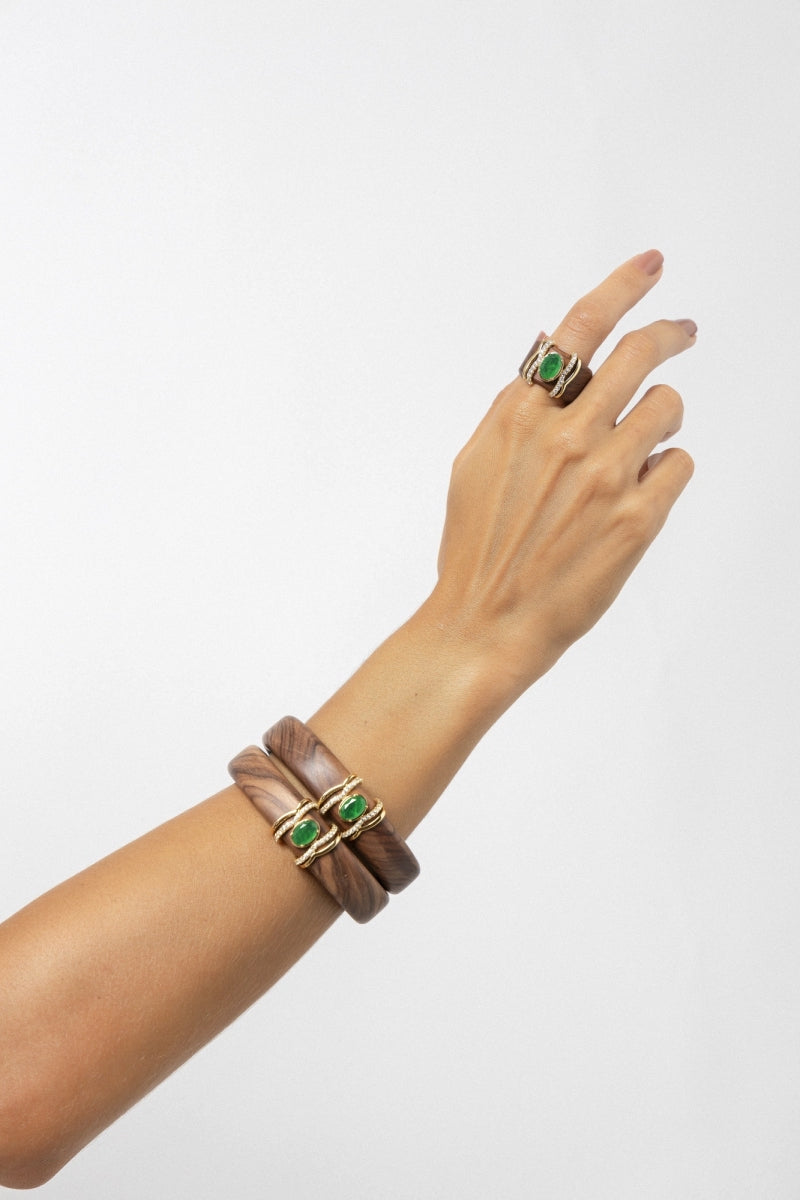 Bracelete Madeira Esmeralda