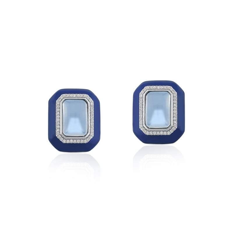 Brinco Retangular Esmaltado na Cor Azul - Citrine Concept Jewelry