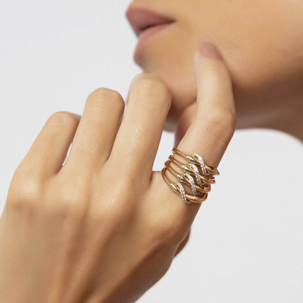 Anel Bambu Dourado Mini