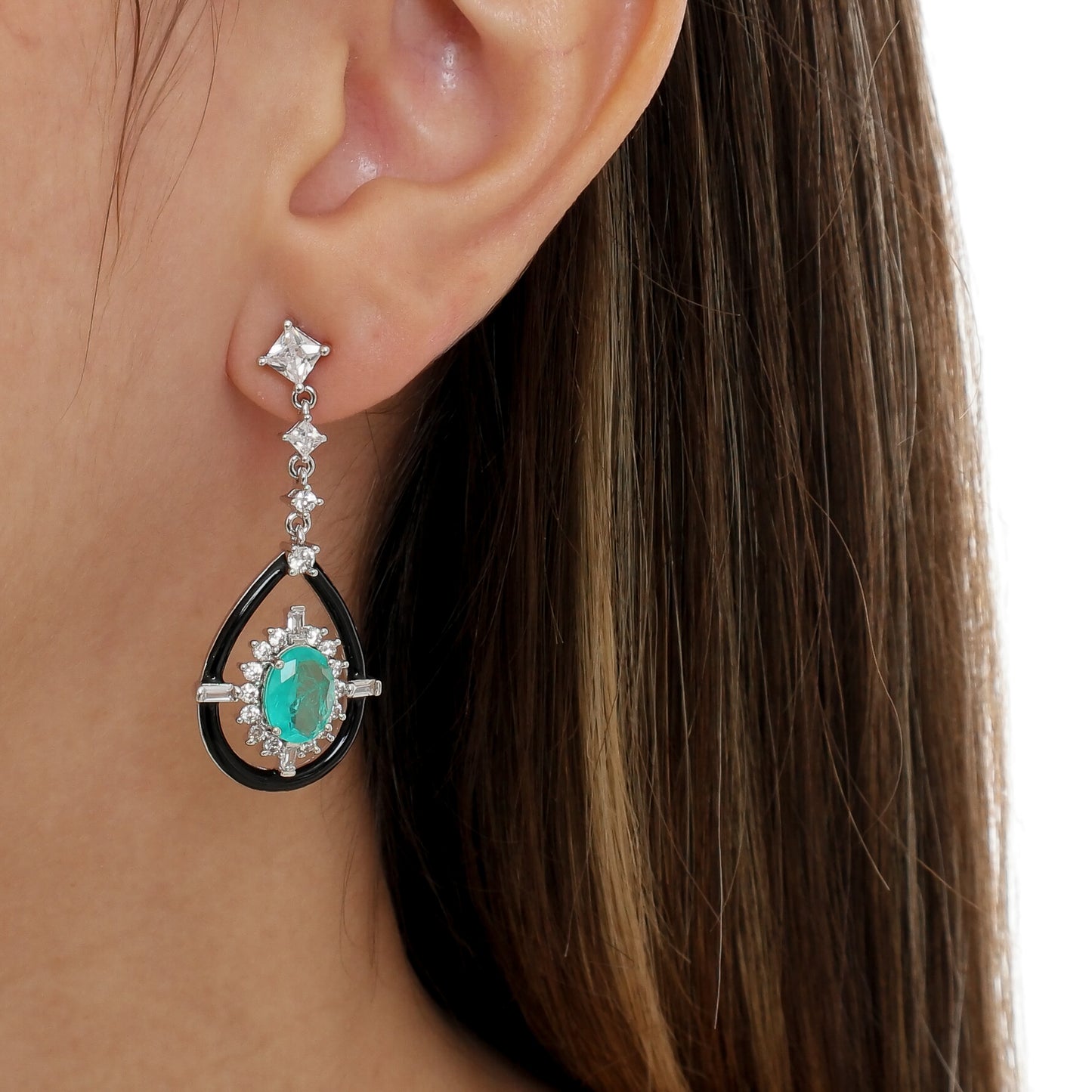 Brinco Feminino Prata Turmalina Topázio Branco | Citrine Concept Jewelry