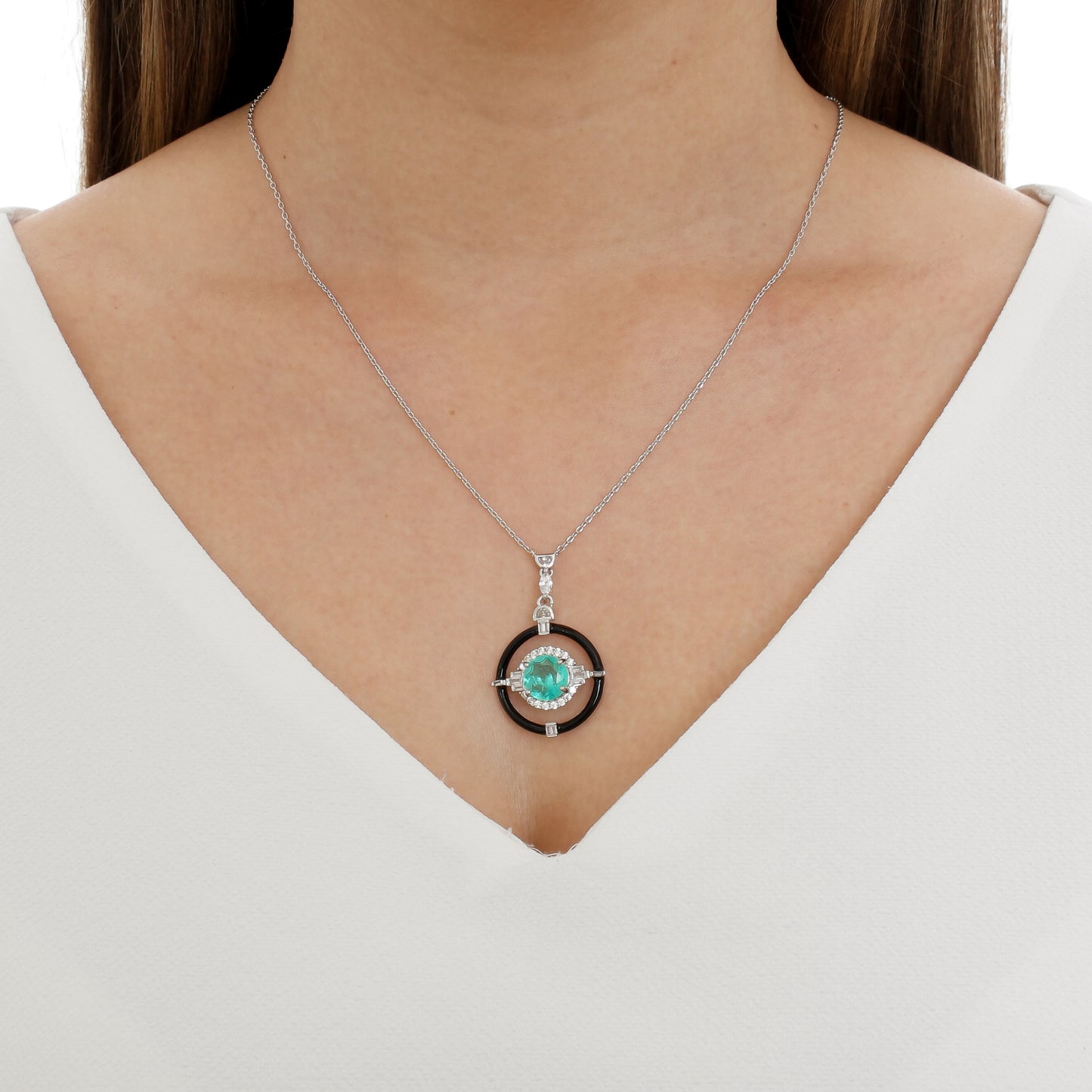 Colar Prata Turmalina Topázio Branco 45 cm- Citrine Concept Jewelry