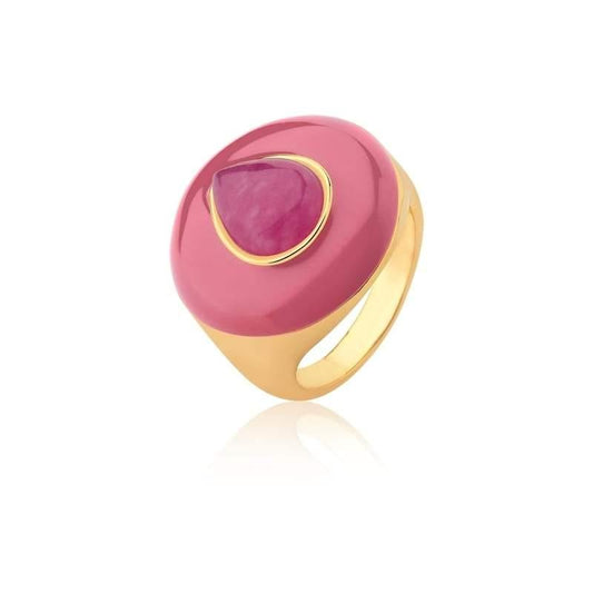 Anel Redondo com Cabochão em Gota Marsala - Citrine Concept Jewelry