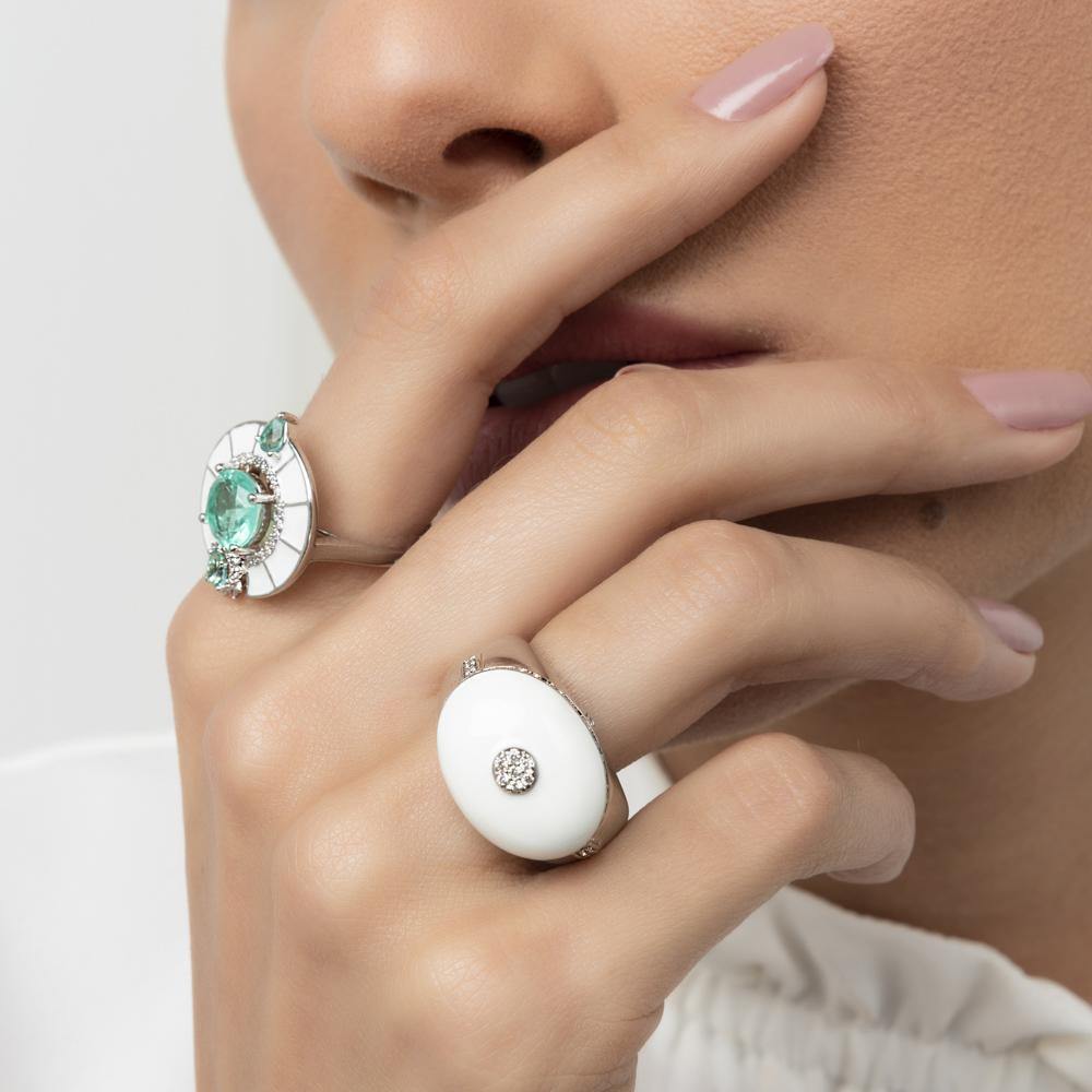Anel Redondo Esmaltado e Turmalinas Fusion - Citrine Concept Jewelry