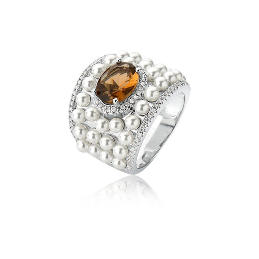 Anel Prata Topázio Pérolas | Citrine Concept Jewelry