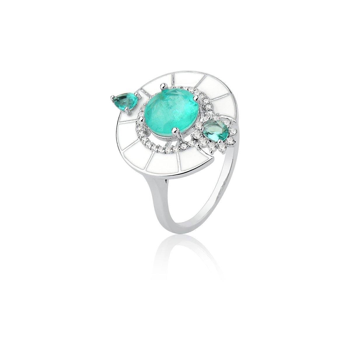 Anel Redondo Esmaltado e Turmalinas Fusion - Citrine Concept Jewelry