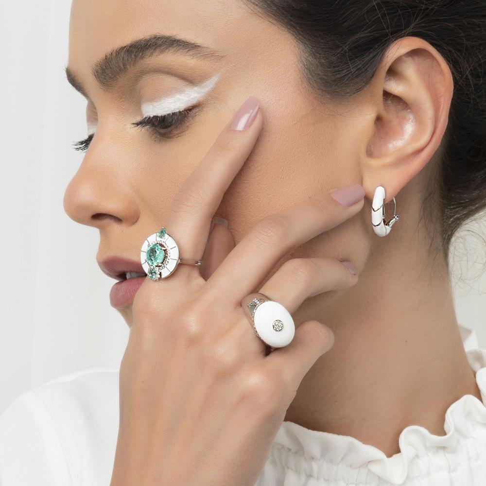 Anel Redondo Esmaltado e Turmalinas Fusion - Citrine Concept Jewelry