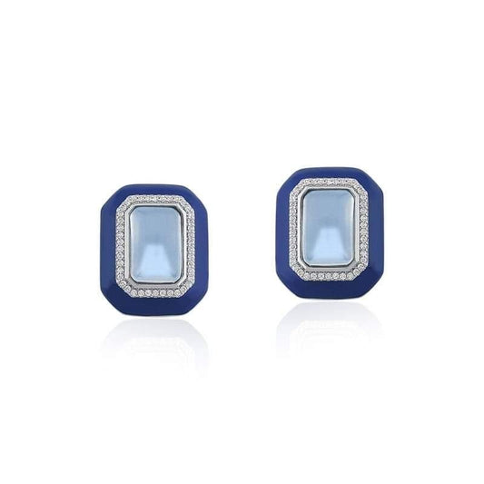Brinco Retangular Esmaltado na Cor Azul - Citrine Concept Jewelry