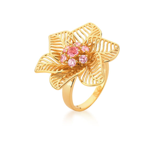 Anel Dourado Flor Morganita | Citrine Concept Jewelry