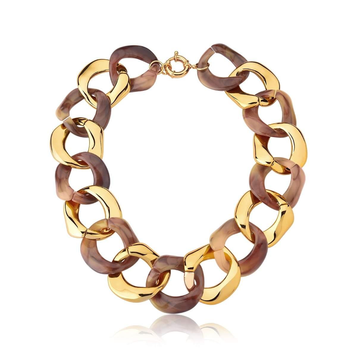 Colar com Elos Groumet Marrom e Dourado - Citrine Concept Jewelry