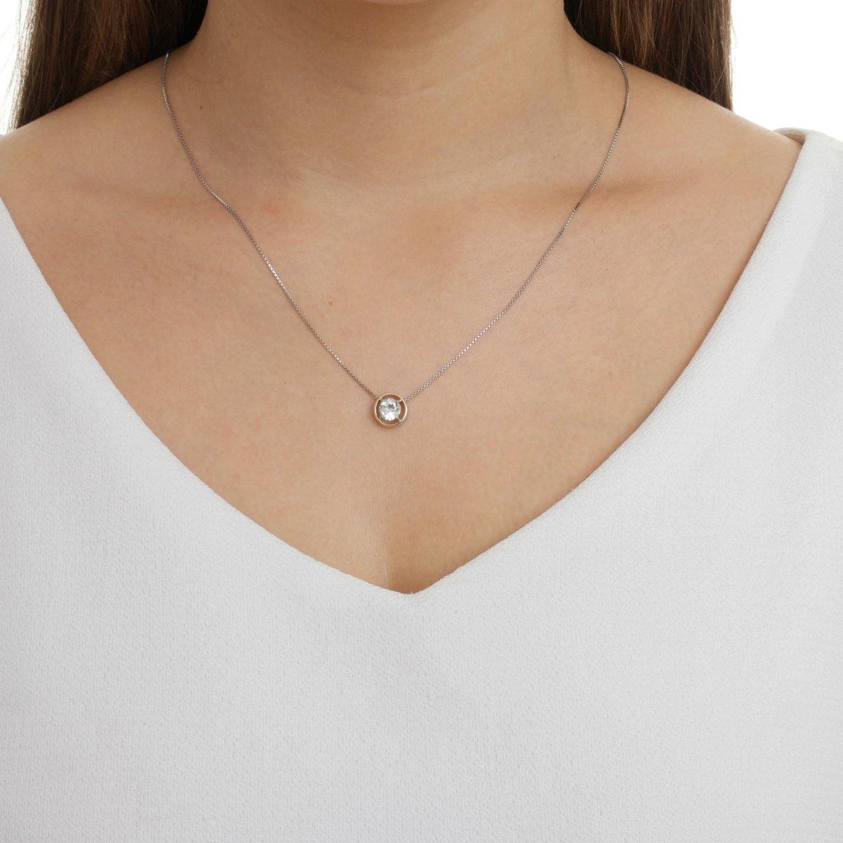 Colar em Prata e Ouro com Topázio Branco - Citrine Concept Jewelry