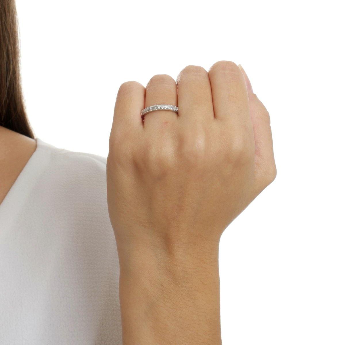 Meia Aliança em Prata com Zircônias Brancas - Citrine Concept Jewelry