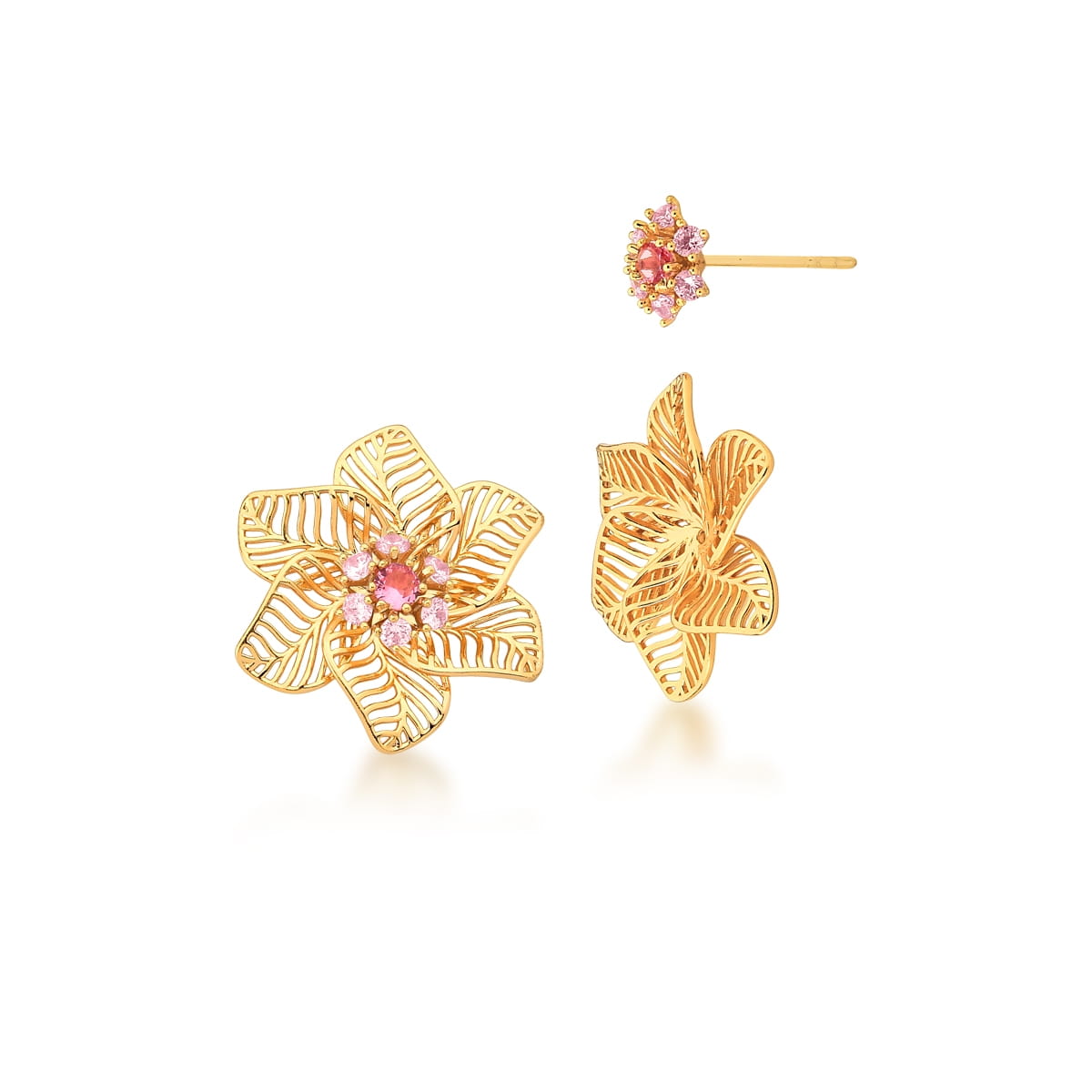 Brinco Dourado Flor Morganita | Citrine Concept Jewelry