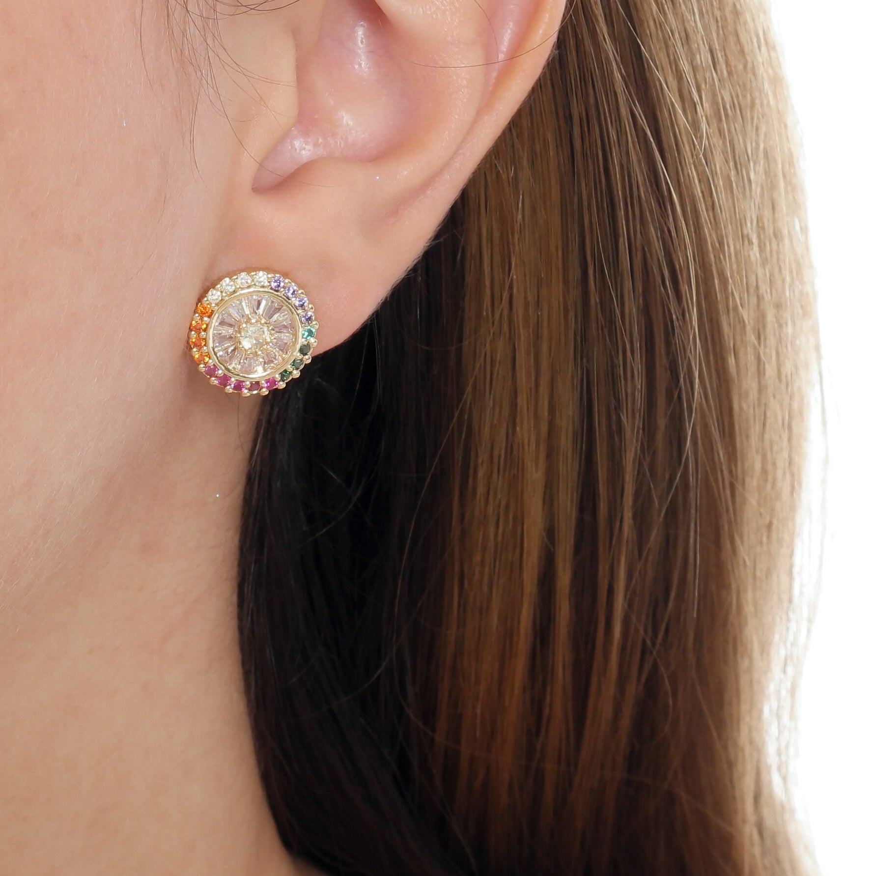 Brinco Redondo Cristais Zircônias Coloridas | Citrine Concept Jewelry