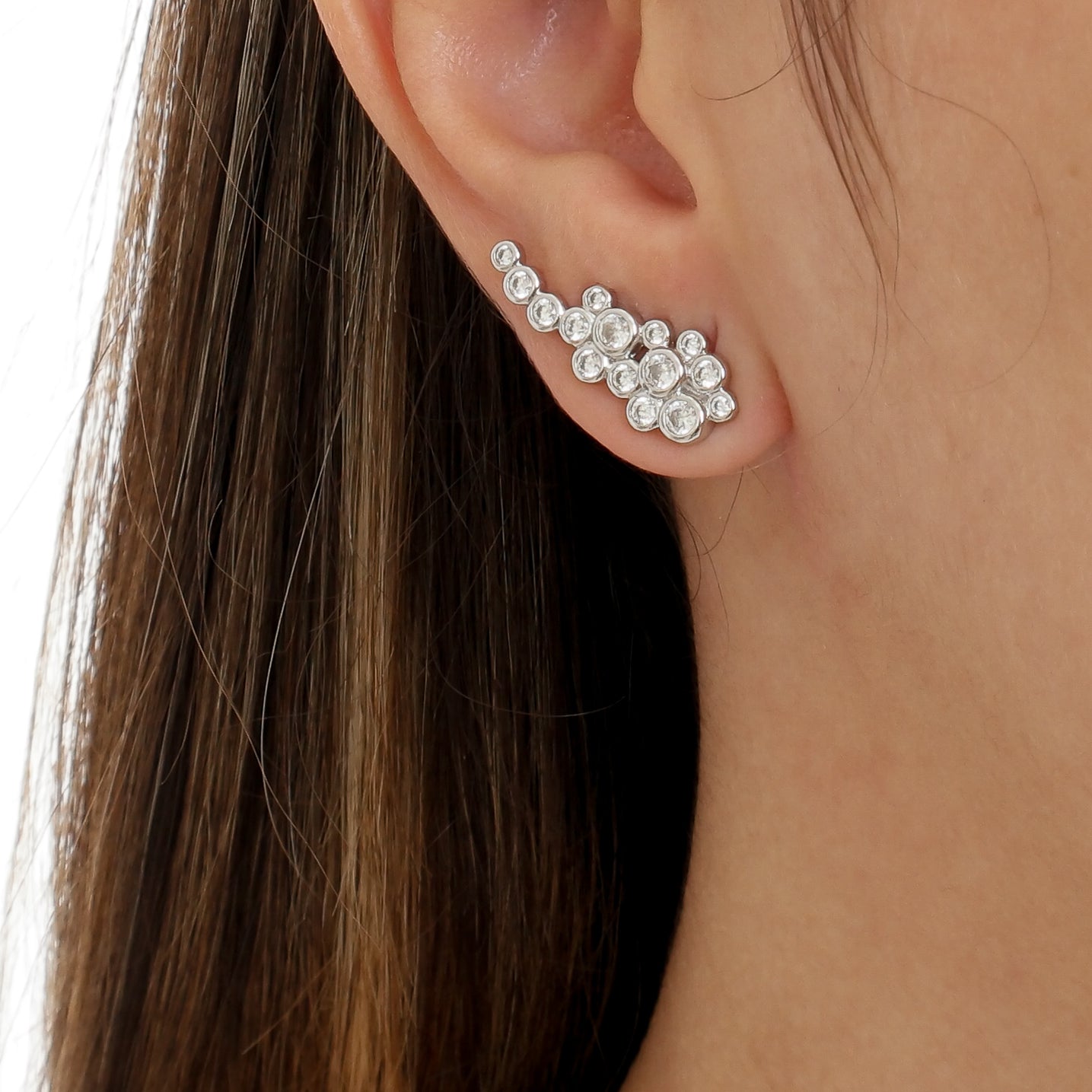 Brinco Earcuff Prata Zircônias
