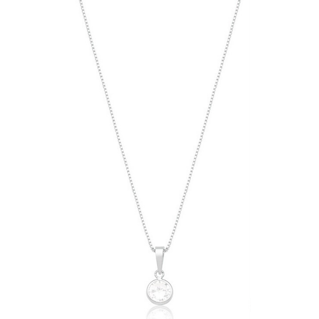 Colar em Prata com Pingente Redondo de Topázio Branco - Citrine Concept Jewelry
